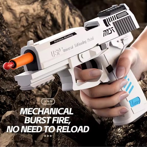 Toy gun automatic - toy, pull-back